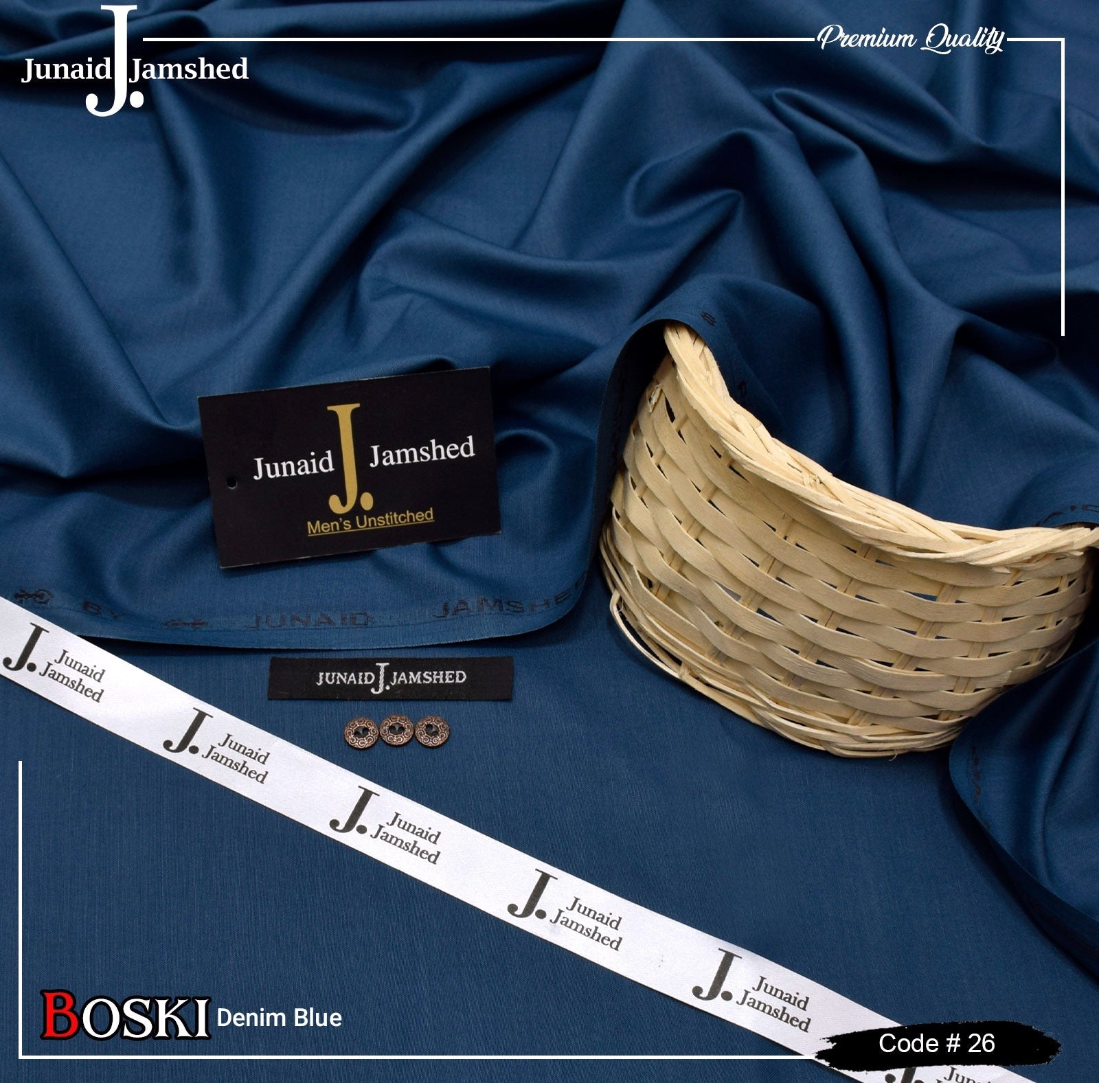 J. Junaid Jamshed Demin Blue